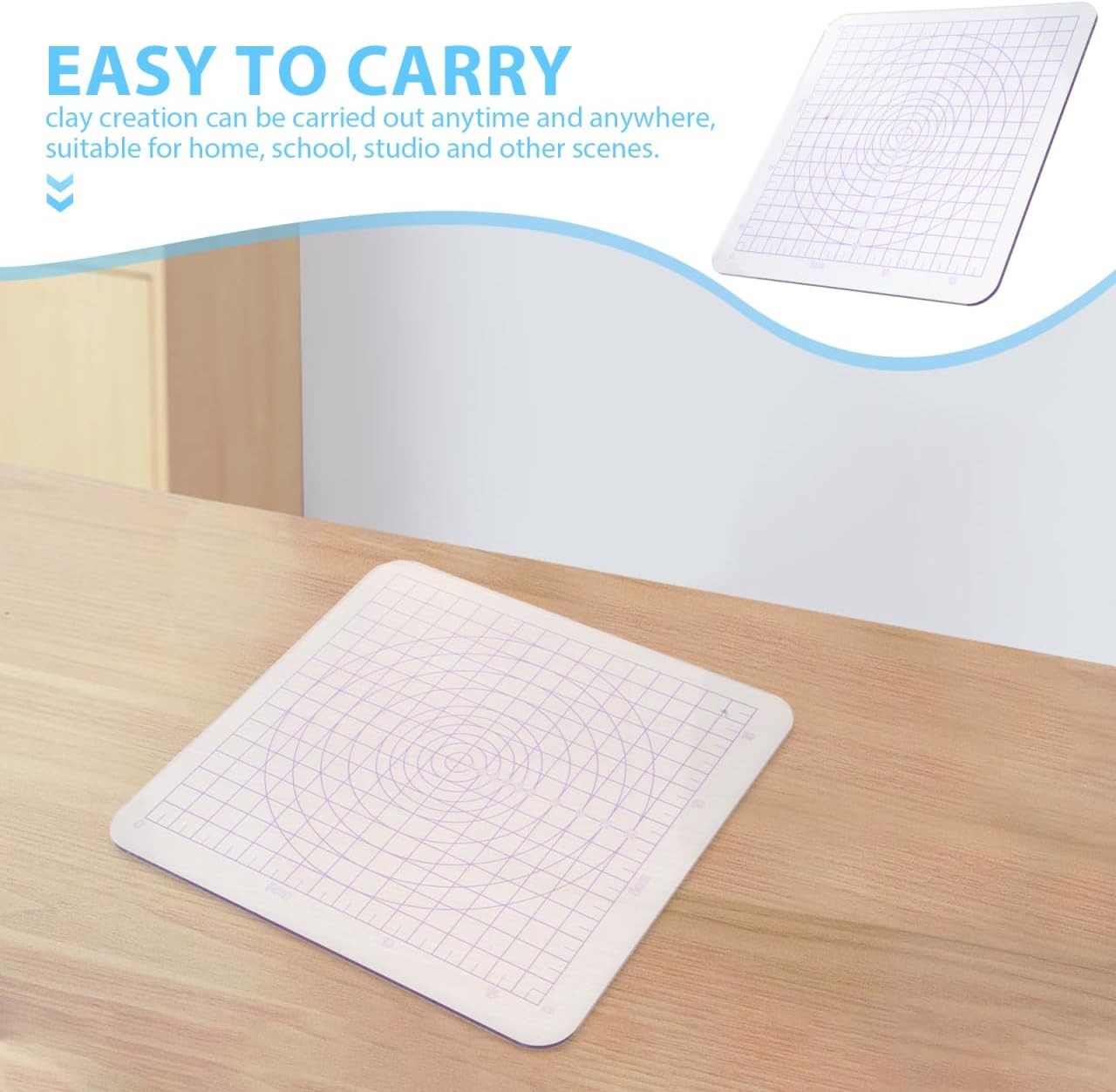 AUTSUPPL Transparent Clay Pressing Board 7.28 Inch Square Lightweight Acrylic Smooth Surface for Pottery Sculpting DIY Crafts and Handcraft Tools
