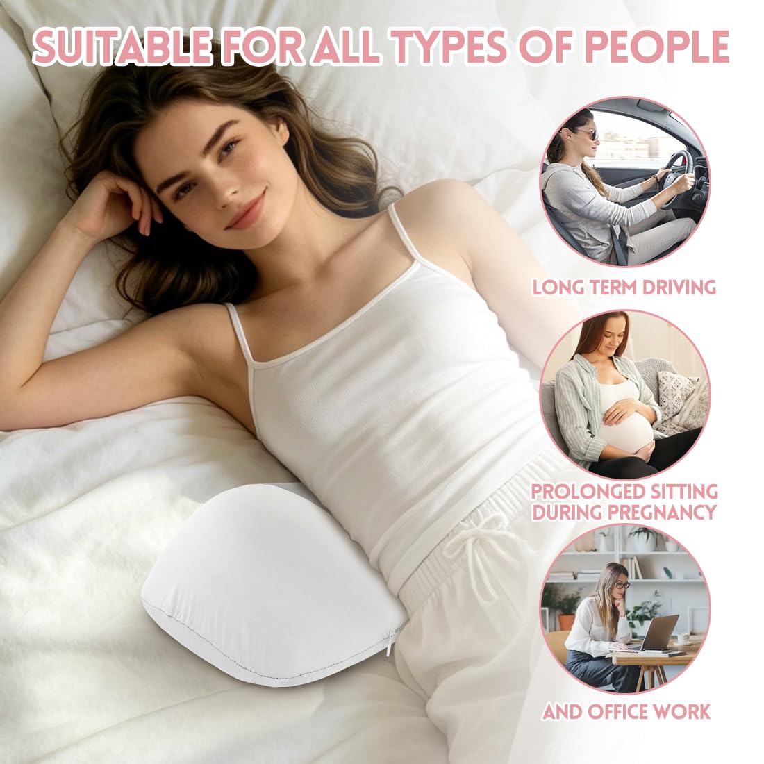 Cuscino lombare in memory foam, cuscino supporto schiena ergonomico per sedia ufficio, sedile auto e divano domestico