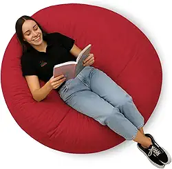 Puff Redondo Gigante Almofadão Com Enchimento Decoração Festas Eventos Quarto Sala (Vermelho)