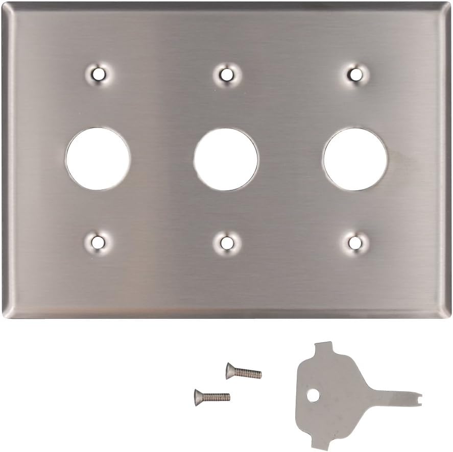 Leviton 8407340 3Gang Key Lock Power Switch Wallplate, Device Mount