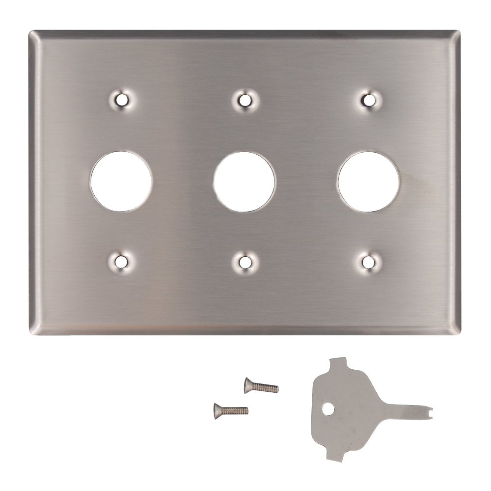 Plaque de fermeture Leviton 3-gang en inox brossé avec outil