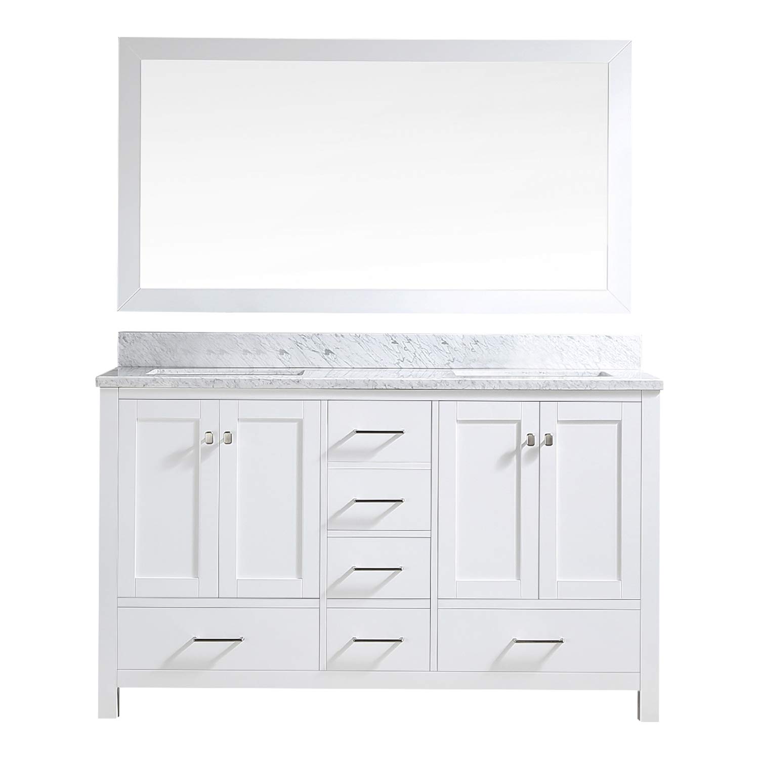 Buy EQLOO 60" White Square Double Sink Bathroom Vanity Compact Set 4