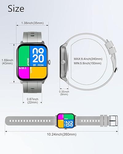 Vista 17 de GRV Reloj inteligente para hombres y mujeres, reloj inteligente para teléfonos iOS y Android, cara de reloj personalizado IP68, impermeable, rosa