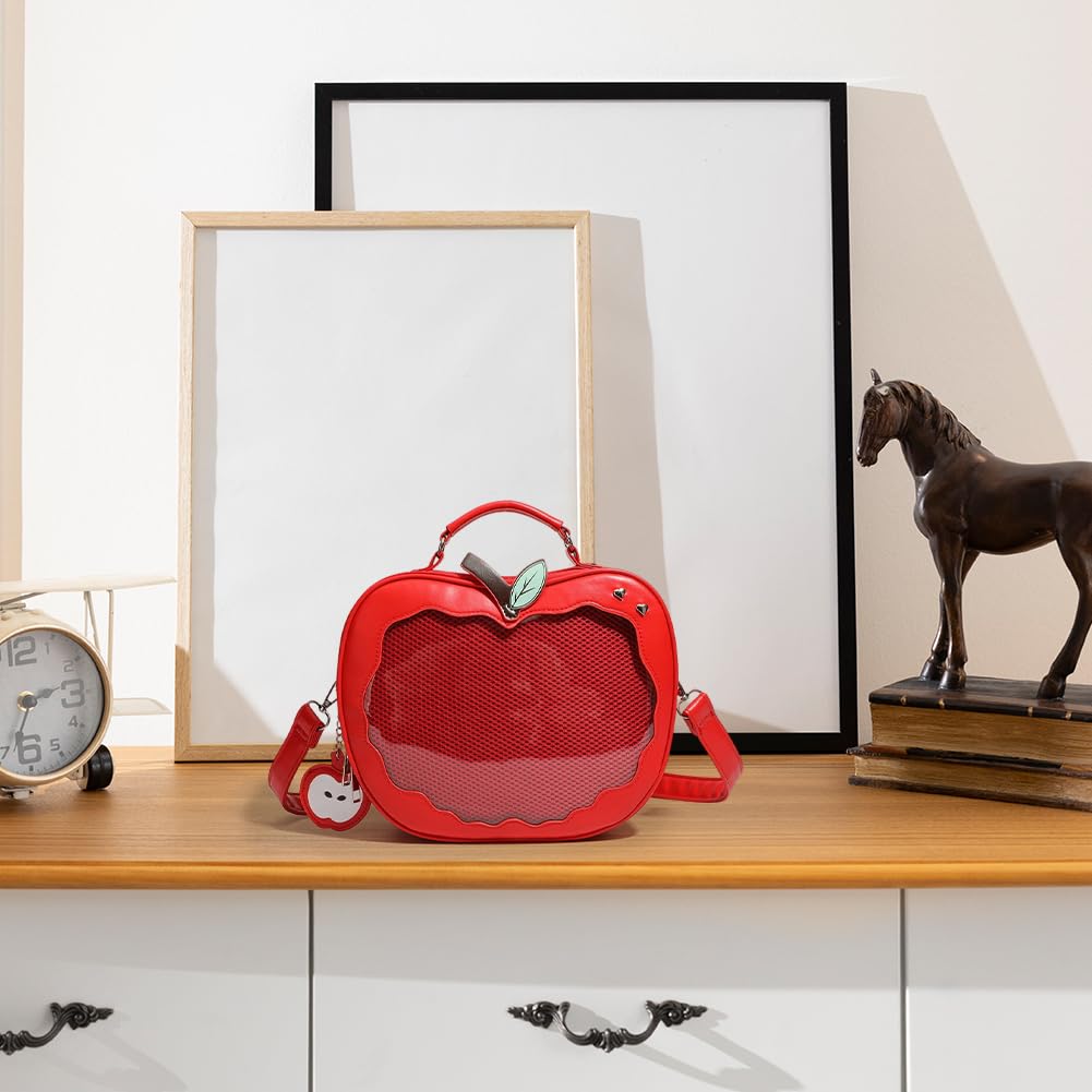 Jabłka kształt Ita torba ekspozycyjna torba crossbody plecak ze skóry PU urocza torebka crossbody wyświetlacz przezroczysta torba na ramię Y2k urocza torebka