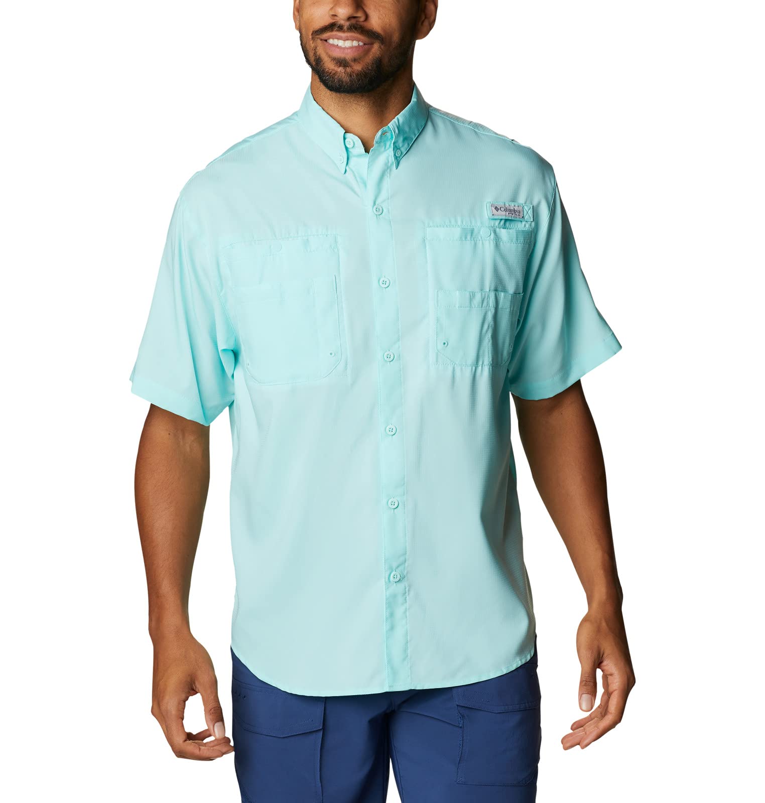 Columbia Tamiami II Kurzarmhemd für Herren, Gulf Stream/Realtree Edge, Klein