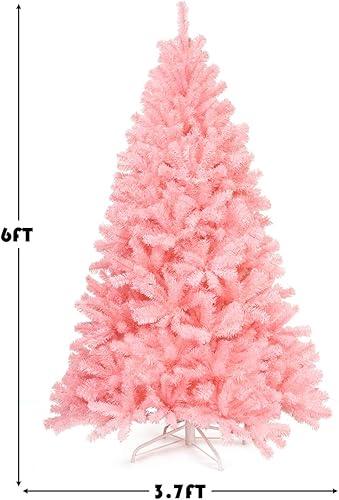 Miniatura 170 de Goplus Árbol de Navidad negro sin luz de 7.5 pies, árbol de Halloween artificial con 1258 puntas de rama, soporte de metal, árbol completo