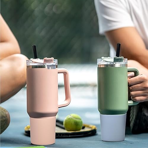 Miniatura 6 de Haundry Paquete de 2 fundas de silicona para vaso Stanley, funda protectora para botella de agua para vaso Stanley de 40 onzas, parachoques de