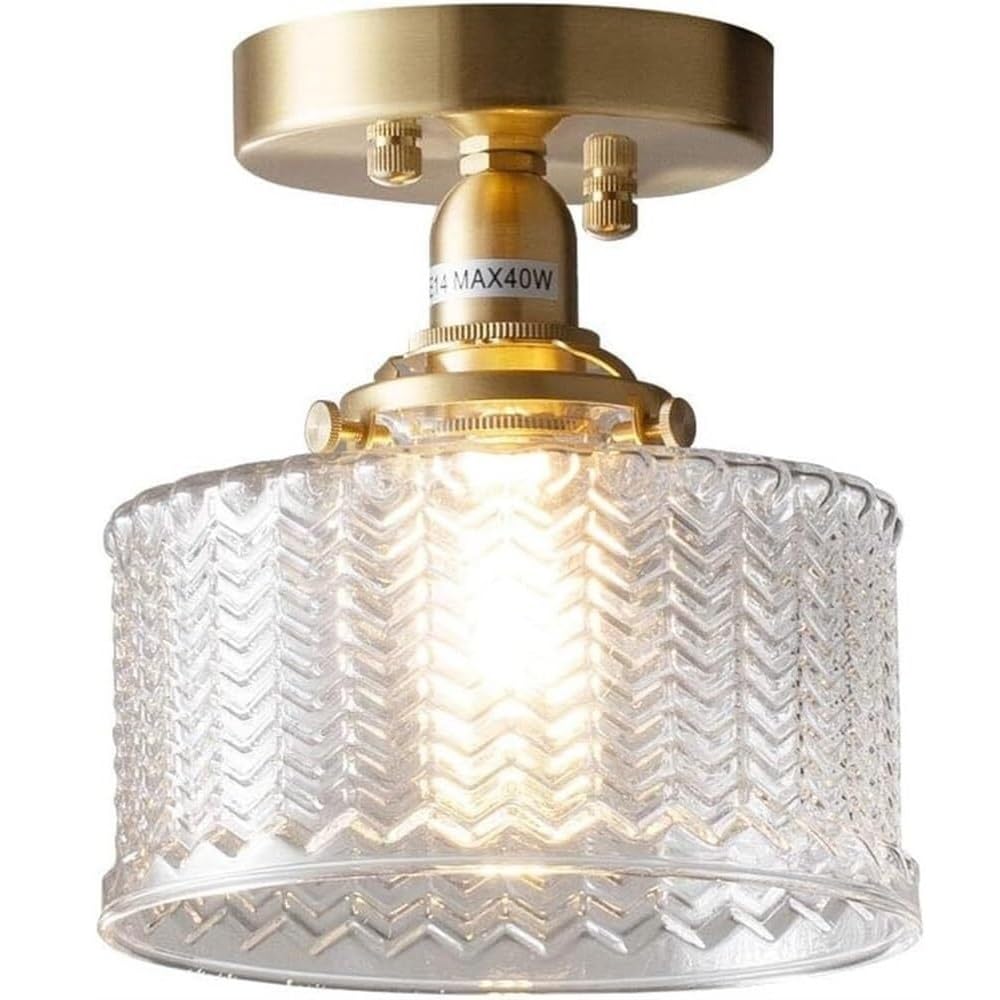 Plafonnier verre doré texturé pour illuminer intensément les petits salons
