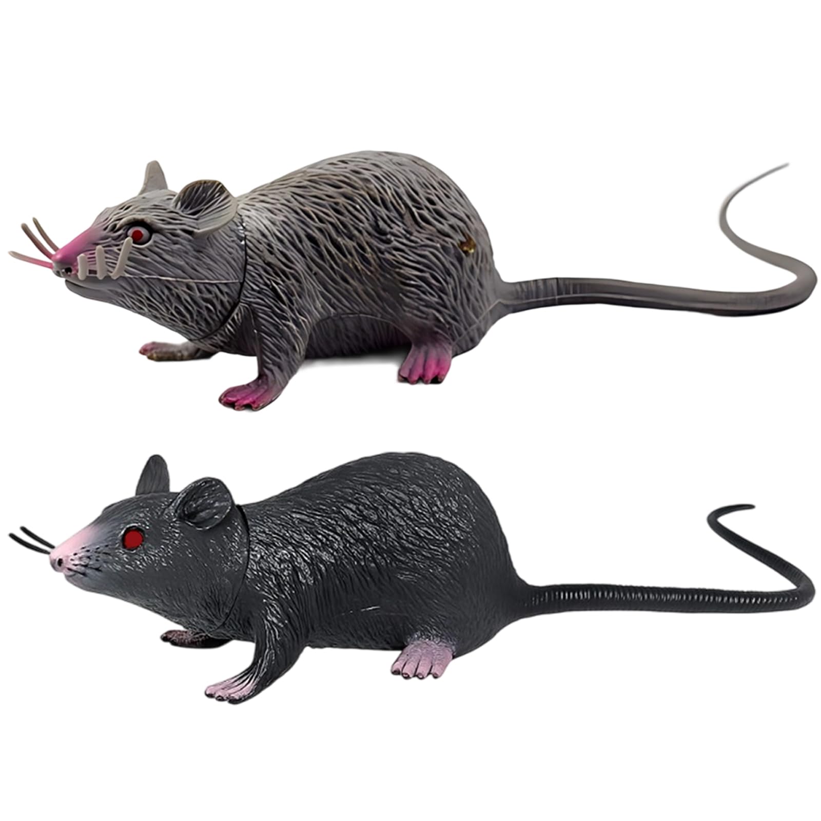 XLTXWD 4Pcs Toy Rat, Rat Toys, Lifelike Fake Mouse Realistic Mice, Spooky Rat, Halloween Prank, Rubber Rat with Long Tail, Creepy April Fool's Day Decorations Mouse Cat Prop Ornament (2pcs)