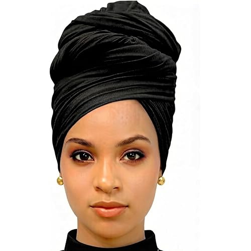 Harewom Head Wraps for Black Women Stretch Head Scarf Long African Hair Wraps Turban Headwraps Jersey Headbands