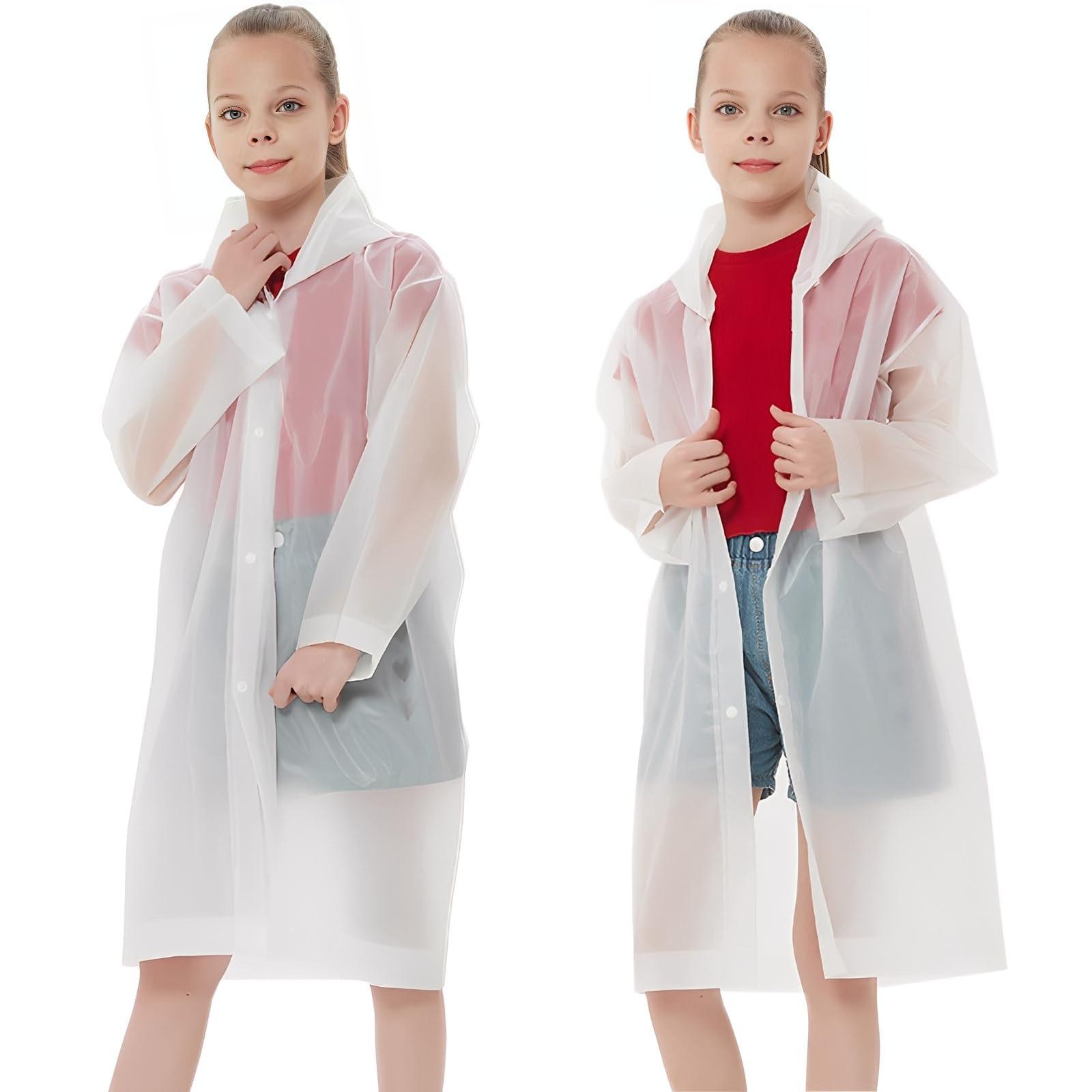Rain Ponchos Raincoats for Kids, Reusable Boys Girls Rain Jackets Emergency with Hood for Family Disney Travel Outdoor