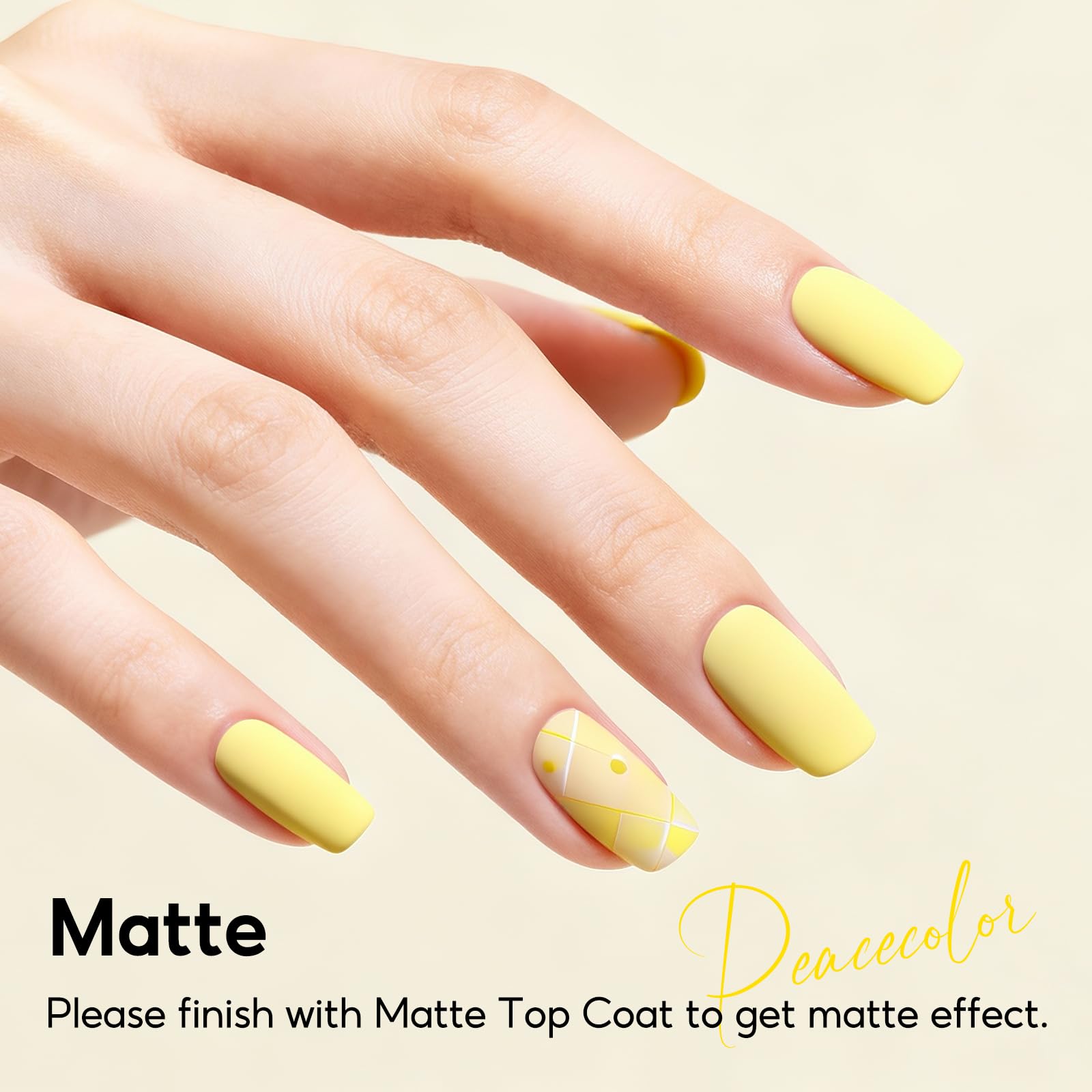 PEACECOLOR Vernis Gel UV Semi Permanent Jaune, 10ML Vernis à ongles Soak Off UV/LED Gel Nail Polish DIY Cadeau pour Femme