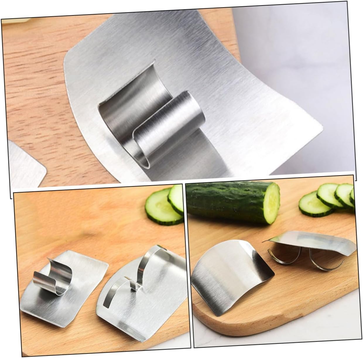 2pcs Kitchen Vegetable Cutting Hand Protector Stainless Finger Cots Finger Guards Kitchen Supply Food Preparation
