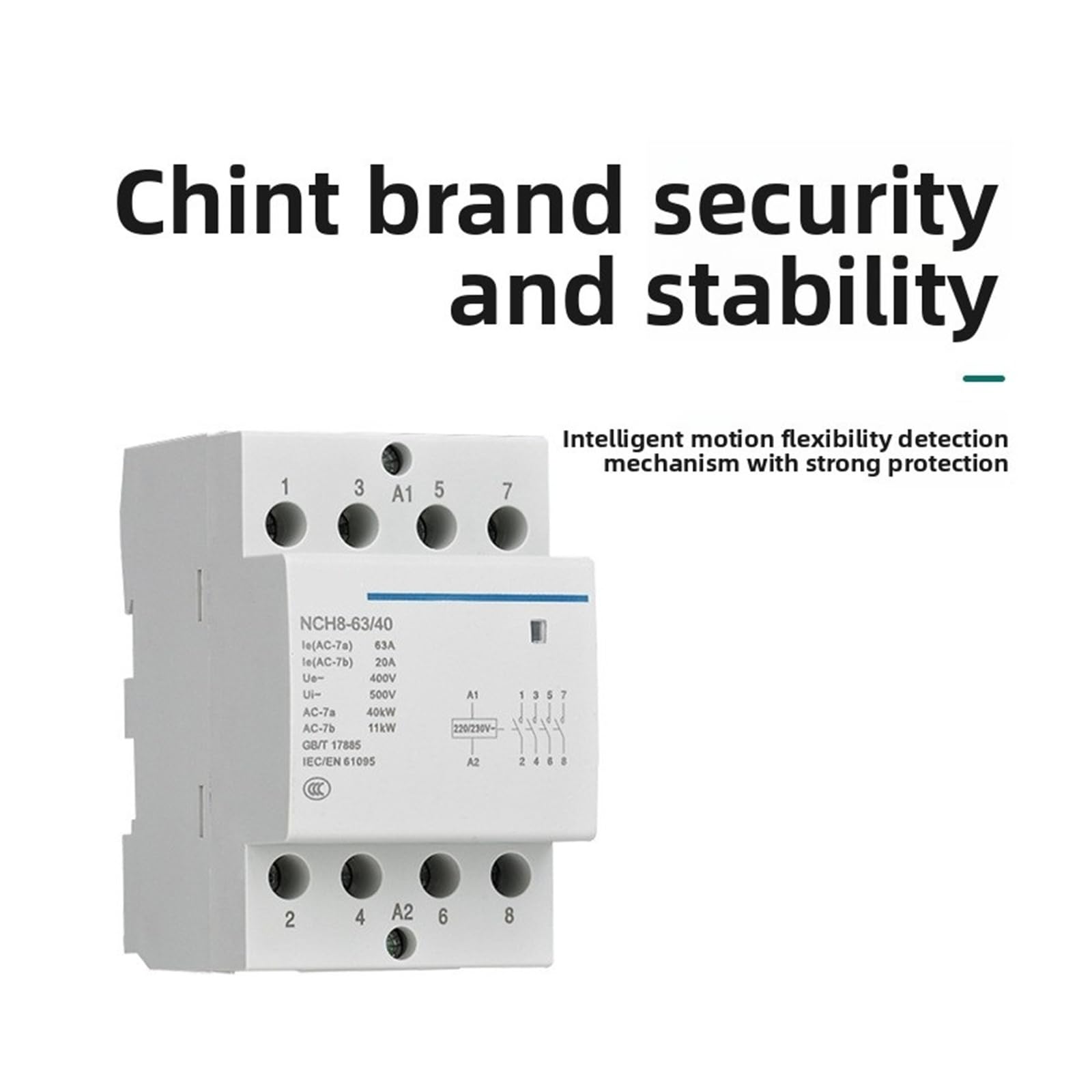 Contactor Modular de CA for el hogar, carril NCH8 20A 25A 40A 63A, 2NO, 2NC, 1NO1NC, 2NO2NC, 4NO, 220V/230V, 220v(NCH8-63A,4NO)