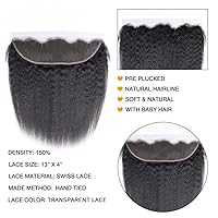 Vista 6 de Cabello humano virgen brasileño lacio 13x4 transparente encaje frontal Yaki recto oreja a oreja encaje frontal con pelo de bebé parte libre