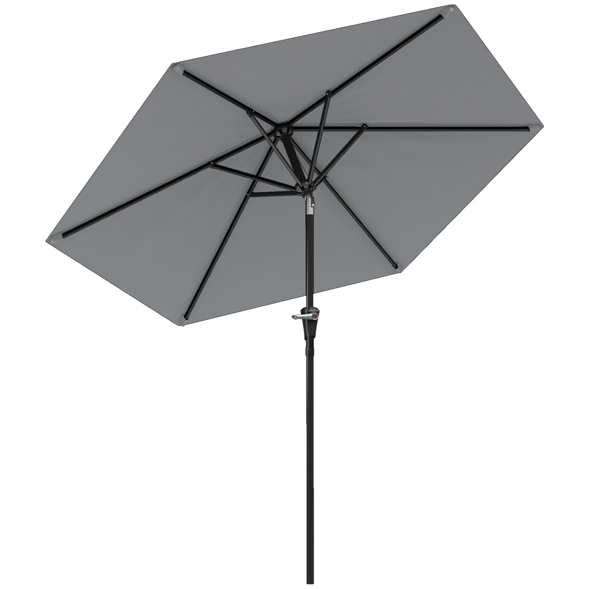 Outsunny Sombrilla Terraza Exterior Ø230 cm Sombrilla de Jardín con Ángulo Ajustable y Manivela Impermeable Parasol para Patio Terraza