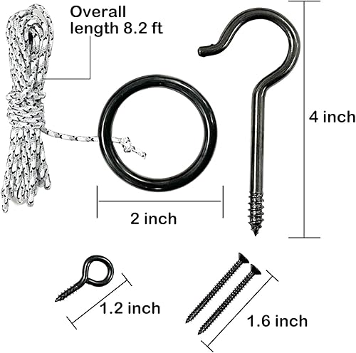 Miniatura 2 de Juego de lanzamiento de gancho y anillo, kit de bricolaje, juego de lanzamiento de anillos con cuerda y ganchos para exterioresinteriores