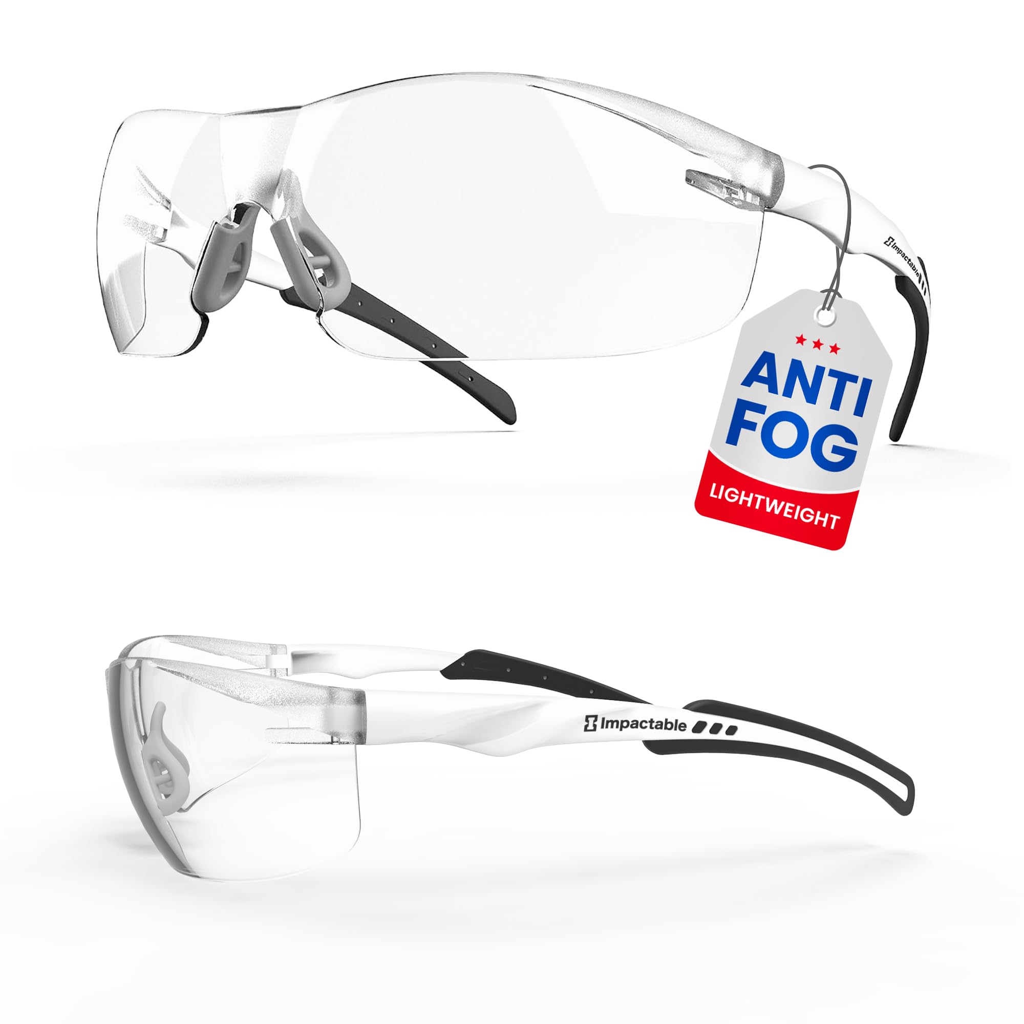 ANSI Z87.1 Lunettes de sécurité anti-buée, UV et résistantes aux rayures pour la protection des yeux au travail, le sport, le tir, le pickleball, le racquetball, les verres enveloppants