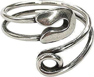 Safety Pin Ring for Women Silver Plated Safety Pin Ring