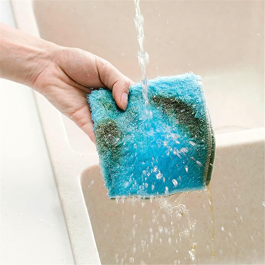 10pcs Mixed Color Cleaning Cloth Washing Dishs Kitchen Supplies Side Absorbent Dishcloth Soft Tool