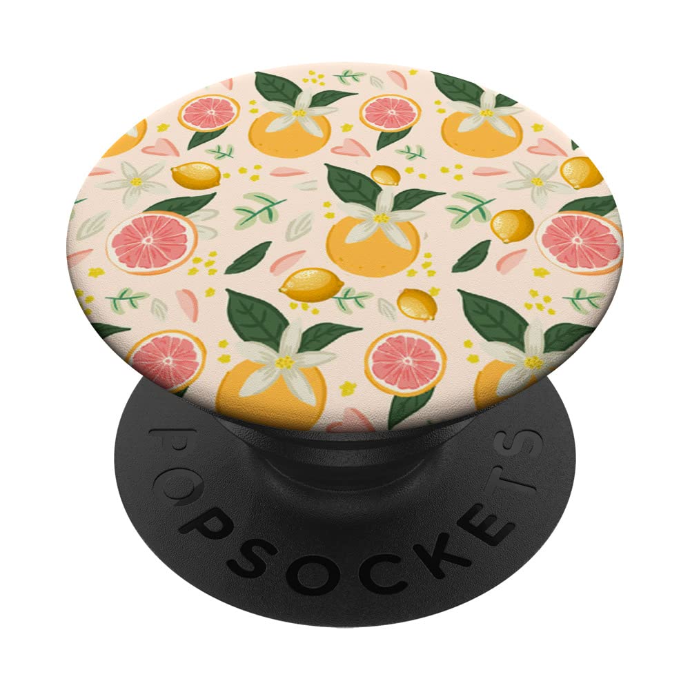 Lemons & Grapefruit Pattern Summer Yellow Citrus Fruit Lemon PopSockets Swappable PopGrip