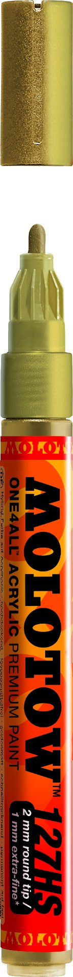 Marqueur acrylique Molotow One4All 127 or pour couvrir les surfaces sombres sans bavure