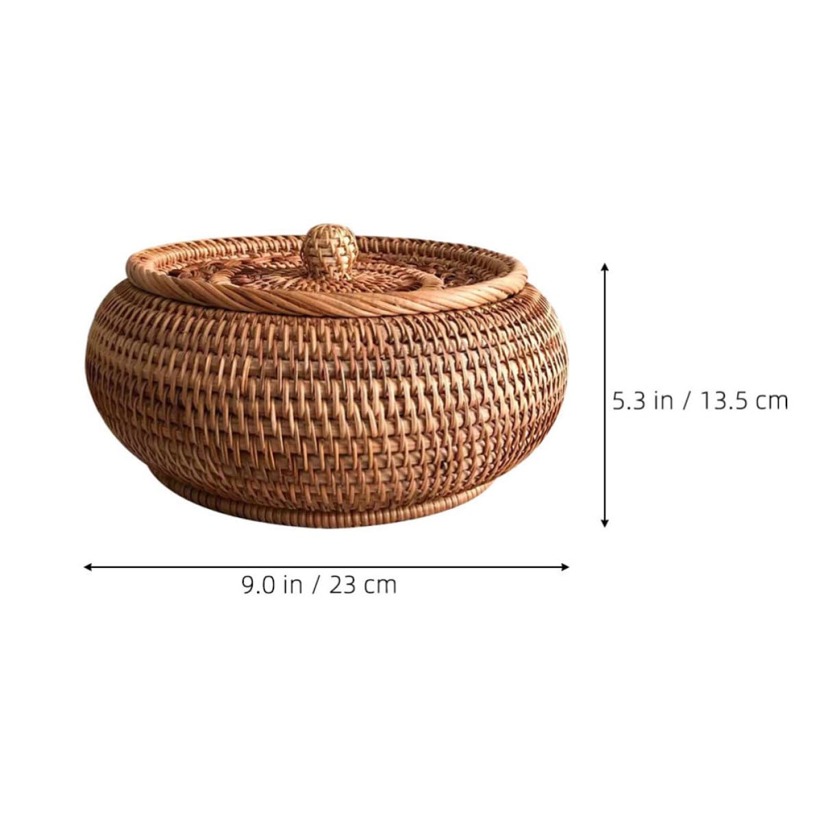 Cesto Portaoggetti per Dolci e Snack Coperchio in Rattan Intrecciato Resistente e Pratico per in Camera da o Studio