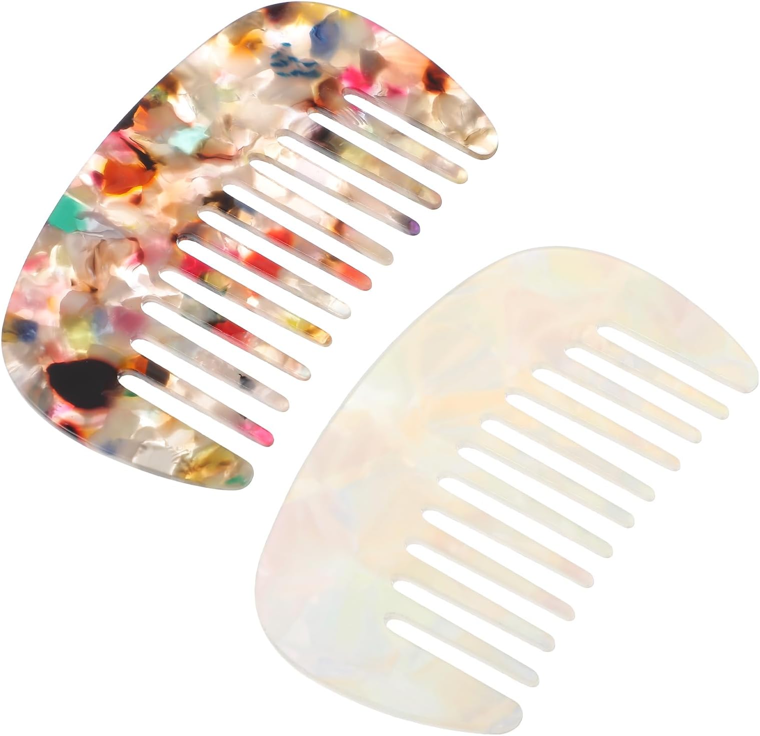 YUXIANLB Travel Comb Mini Detangling Combs For Women Wide Tooth Combs Hair Pocket Comb 2pcs Anti-Static Small Acetate Hair Detangler Brush For Bangs Curly Wavy Long Hairs Daily Care Wet Dry