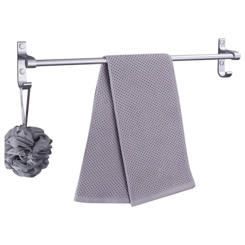 Porte-serviettes mural en aluminium argent avec crochet pour salle de bain