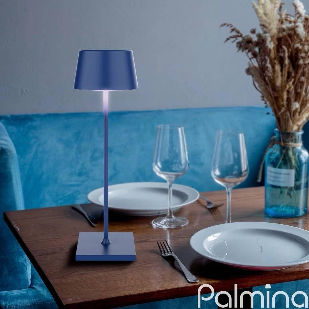 Palmina 842,lampara de mesa 4400mah,Protección IP54 lampara mesa led recargable,lamparas sin cables Para Uso Interior/Exterior Apta Para Cena,Lectura,Dormitorio,Jardín Y Mucho Más/Azul