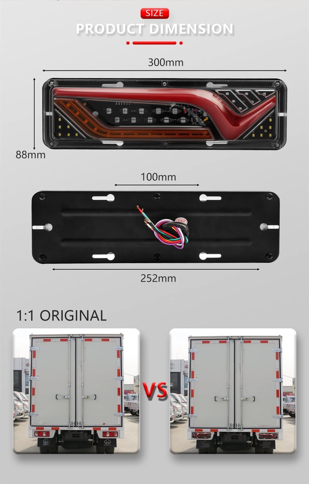 2PCS 12V-24V LED Fanale posteriore for camion Luci posteriori Indicatori di direzione Freno Segnale di retromarcia Lampada Rimorchio Camion Bus Camper Caravan RV Trattore