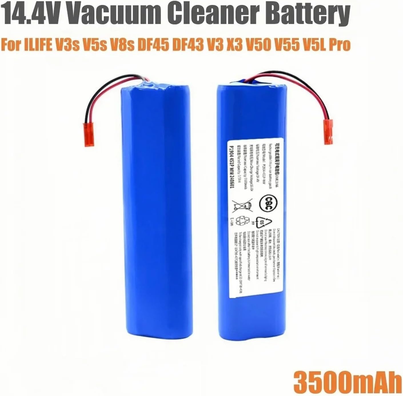 14.4V Replacement Battery，Compatible for ILIFE，V5 V5s V50 V8s V3s Pro X750 Robot Vacuum Cleaner, 14.8V Li-ion Battery Pack Parts(2800mAh)