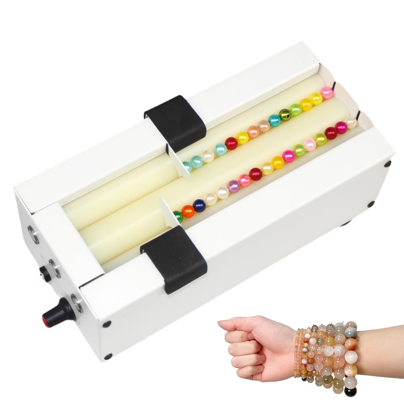 Electric Beading Machine, Podwójna Maszyna Do Nawlekania Koralików Z Regulacją Długości, Regulowana Prędkość, Do Koralików Średnica 3-24mm I Długość 185mm, Automatyczny Nawlekacz Do Pereł I Kamieni