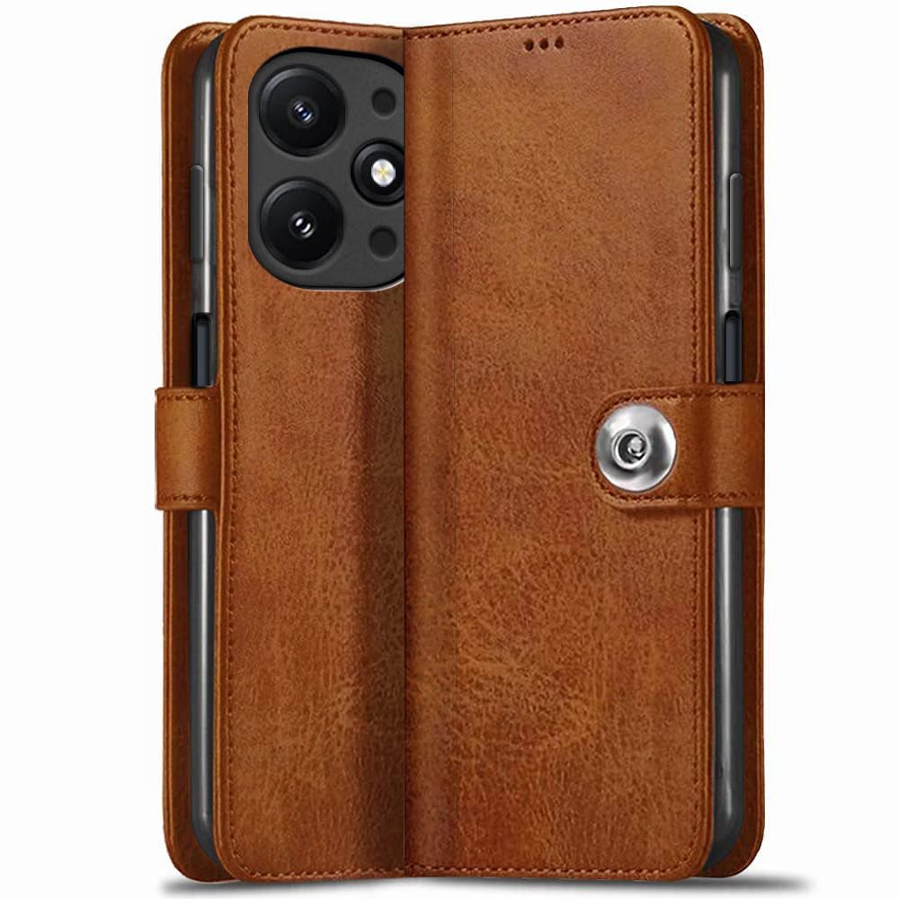 TheGiftKart Leather Finish Flip Back Cover Case for Mi Redmi 12 5G / Poco M6 Pro 5G | Inbuilt Pockets & Stand | Designer Button Magnet Flip Cover Back Case for Redmi 12 5G / M6 Pro (Brown) (B0CDHDYM14) Amazon Price History, Amazon Price Tracker