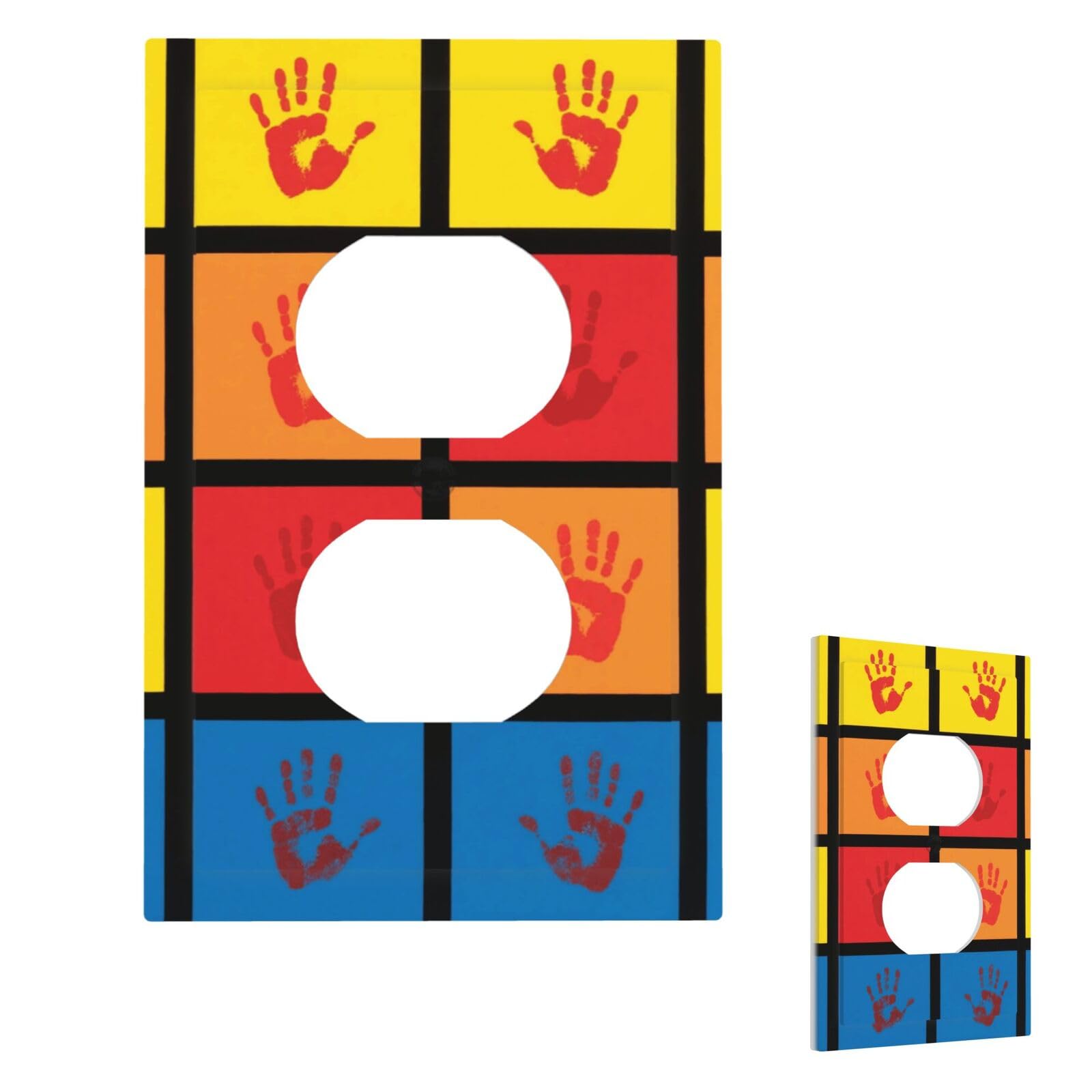 Handprints Wall Plate Cover Modern Decorative 1 Gang Light Switch Cover Unbreakable Receptacle Outlet Covers For Living Room Bedroom Home Decor Duplex