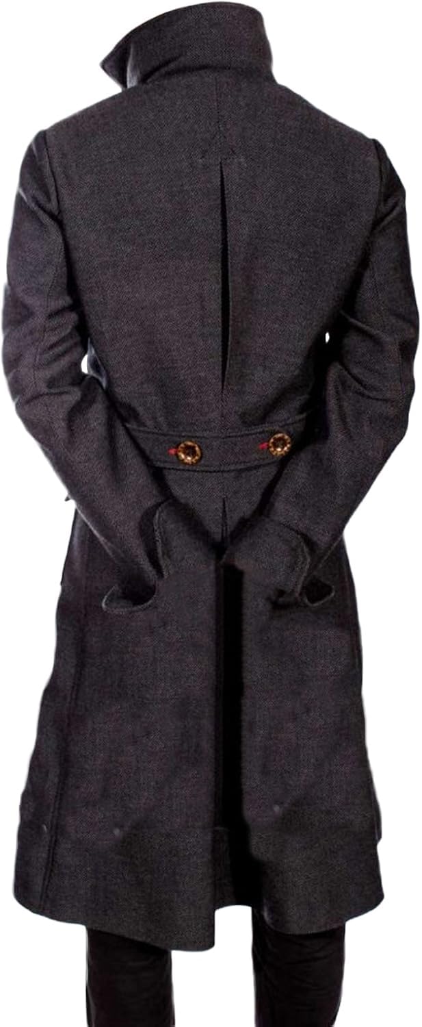 Męski płaszcz Sherlock Holmes Benedict Cumberbatch czarny wełniany i bawełniany trencz kostium 2XS-4XL