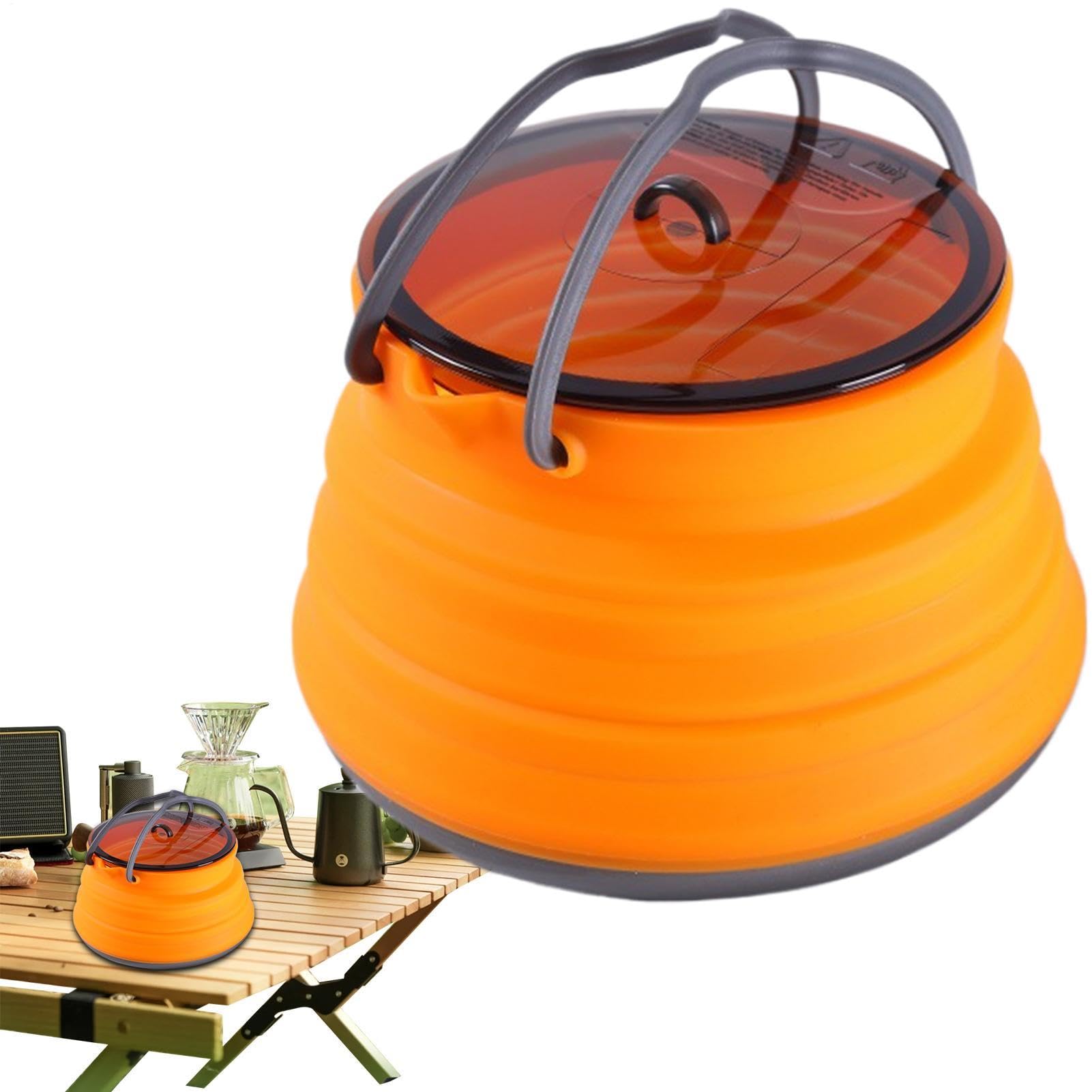 Bollitore da campeggio pieghevole, caffettiera in silicone, bollitore da esterno da 1,5 l, pentola bollente, pentole da viaggio per escursioni, utensile da cucina portatile da viaggio