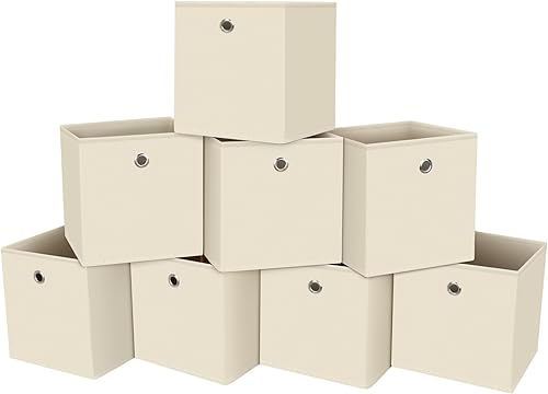 SEVENDOME Cubo de almacenamiento, cubo de tela de 11 pulgadas con asas, cestas plegables para estantes, cajones, baño, organizadores de armario y
