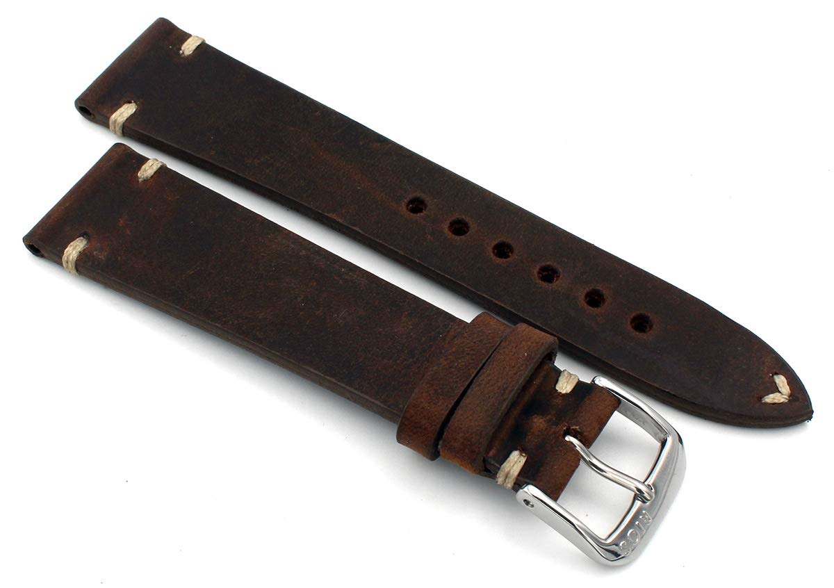 Rios1931 Sagittarius Bracelet de montre en cuir de vachette marron vintage Marron 20 mm