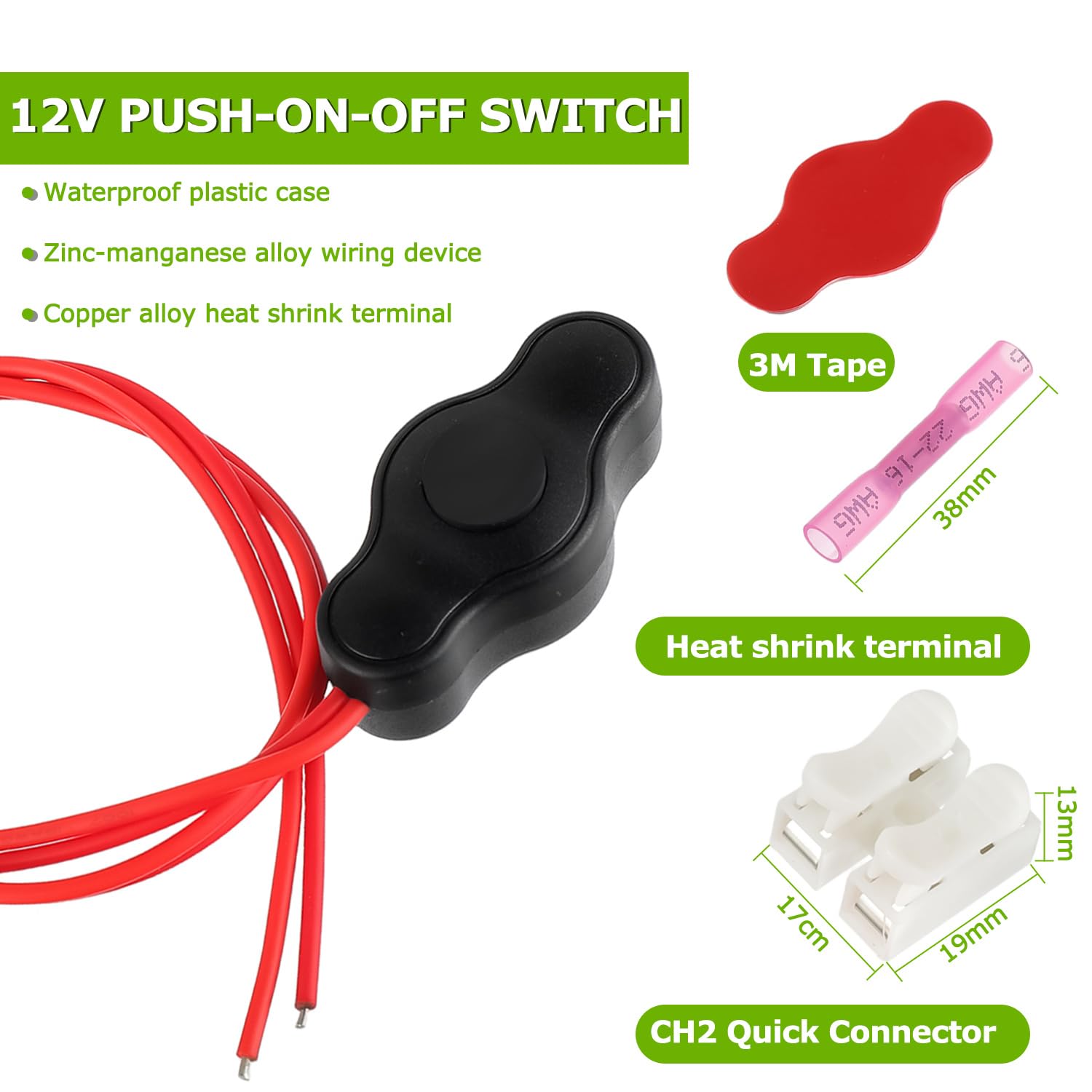 Snapklik.com : EPLZON 12V Waterproof Push-Button Switch On-Off Switch