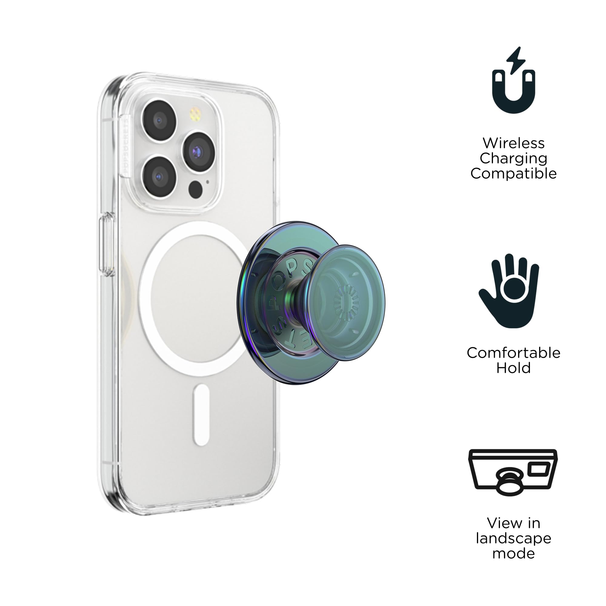 PopSockets Uchwyt do telefonu MagSafe z podpórką, stojak magnetyczny, wymienna góra, bezpieczne trzymanie etui MagSafe, uchwyt na telefon i tablet - Nightshade