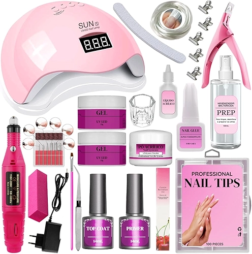 Kit Unhas Gel Acrigel Alongamento Cabine Completo