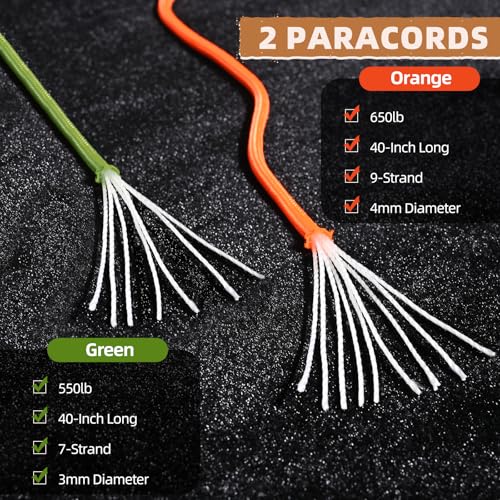 Image of Fire Starter Survival Kit - 4 Ferro Rods (4 inch, 3.2 inch, 2x2.4 inch), 2 Strikers, 2 Tinder Wicks (13 inch Each), and 2 Paracords (40 inch Each)