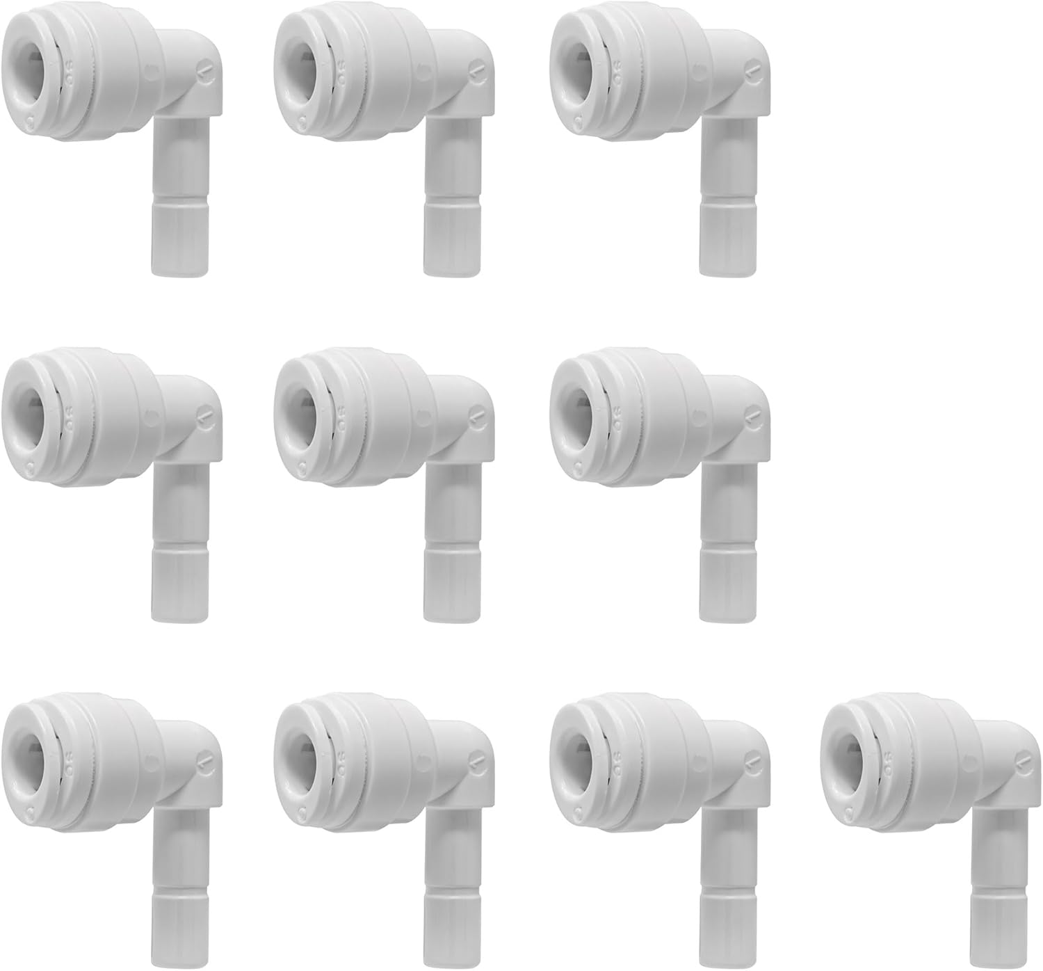 Metpure Quick Connect Stem Elbow for RO Reverse Osmosis Water Filtration System - 1/4" OD x 1/4" OD (10 Pack)