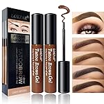LSxia 2 Pcs Peel Off Tattoo Eyebrow Gel Set, Natural Color Eye-Brow Gel Long-Lasting Waterproof Eyebrow Tattoo, Easy Peel Off Eyebrow Brow Tattoo Makeup -Up To 3 Days (Light Brown)