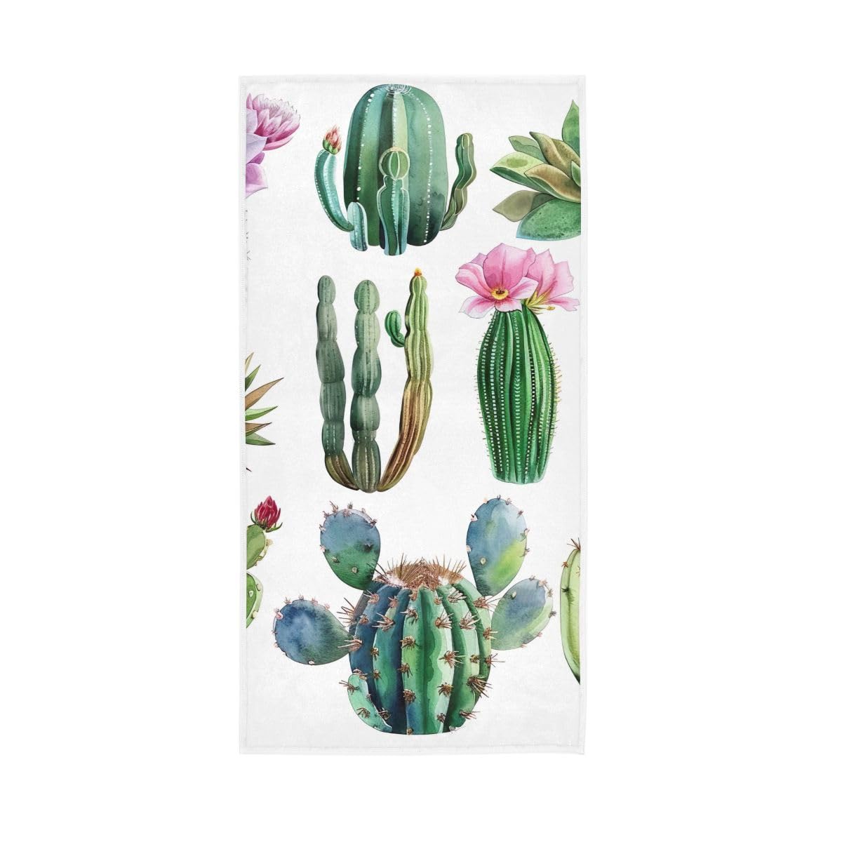 LSRCPD Watercolor Cactus Succulents Hand Towels Bathroom, Hand Towel for Bathroom, Shower, Hotel, Spa 15 x 30 Inches