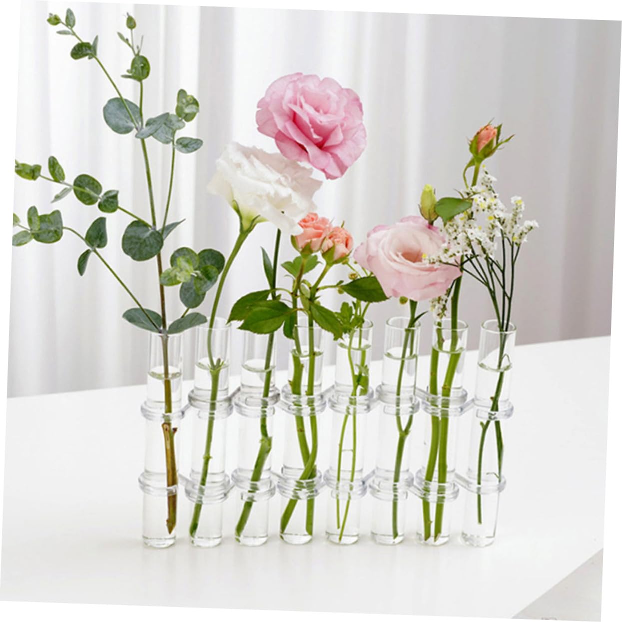 Vase de Propagation Verre Transparent avec Support de Tubes à Essai pour Plantes Hydroponiques Décoration Élégante pour Bureau et Maison