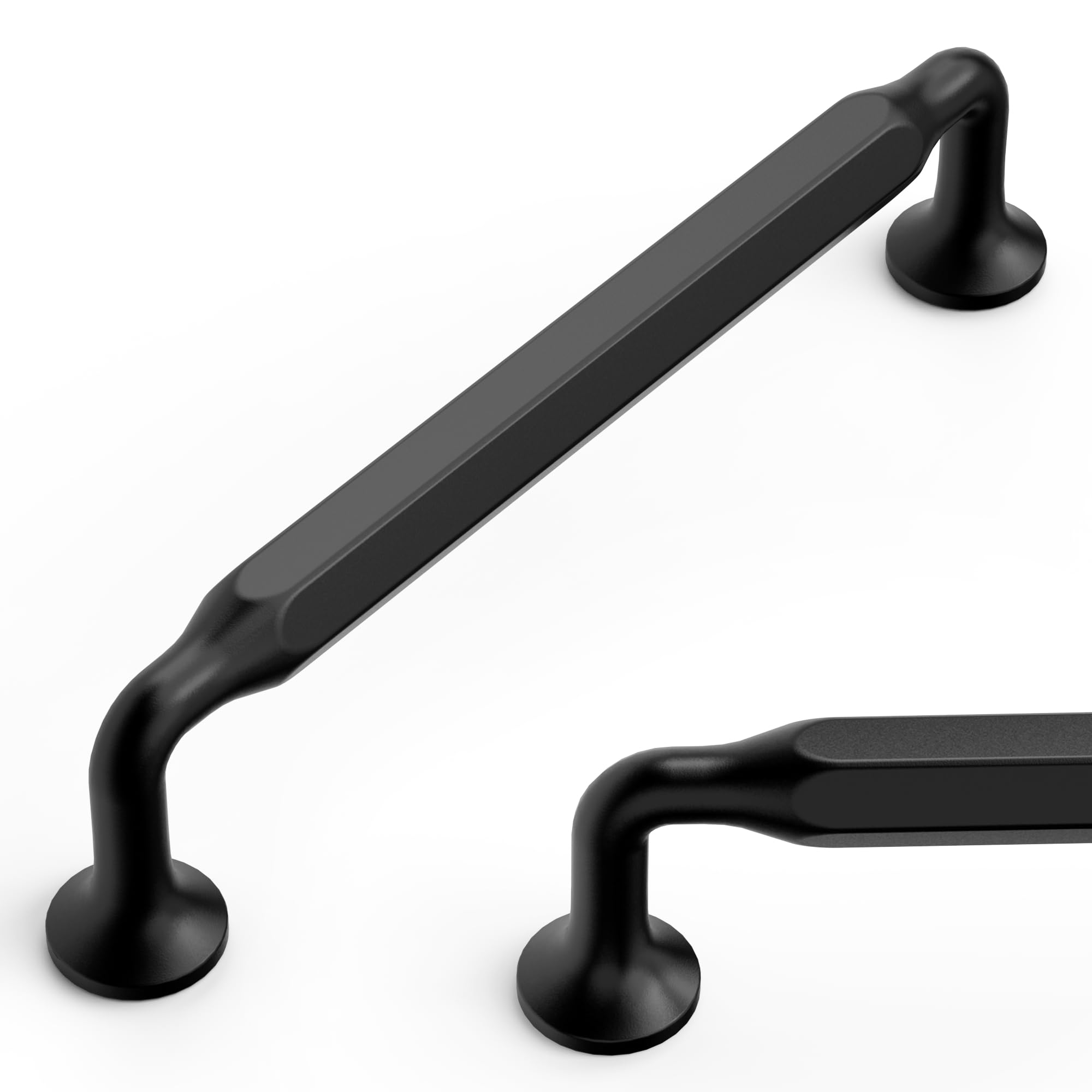 Tiradores negro mate Amerdeco de 128 mm para renovar los armarios de la cocina, pack de 10