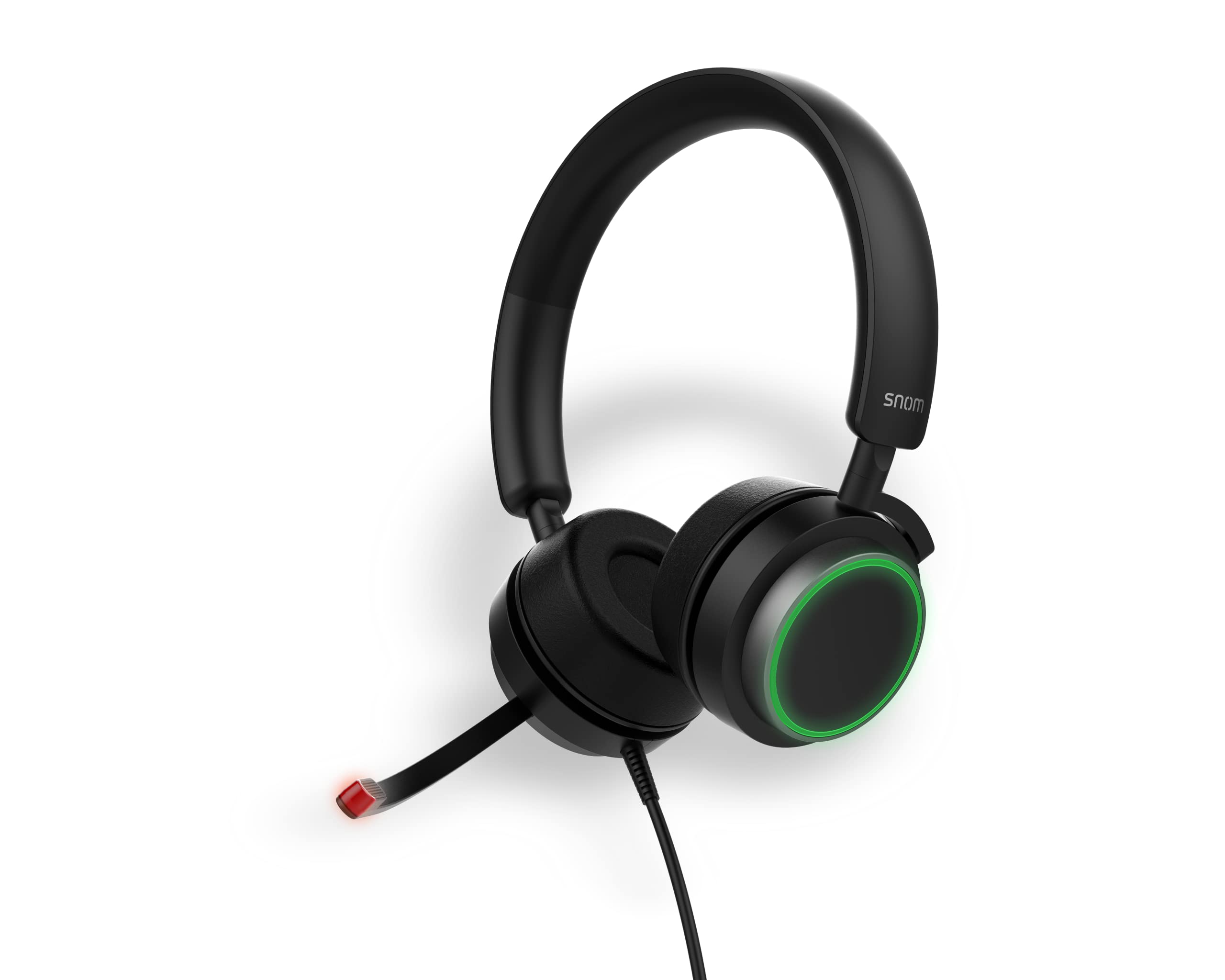 Snom A330D zestaw słuchawkowy nauszny, pasywna redukcja szumów, zestaw słuchawkowy VoIP, kabel USB / RJ9 / 3.5 jack ze sterowaniem rozmowy, miękka sztuczna skóra, czarny; 0004598