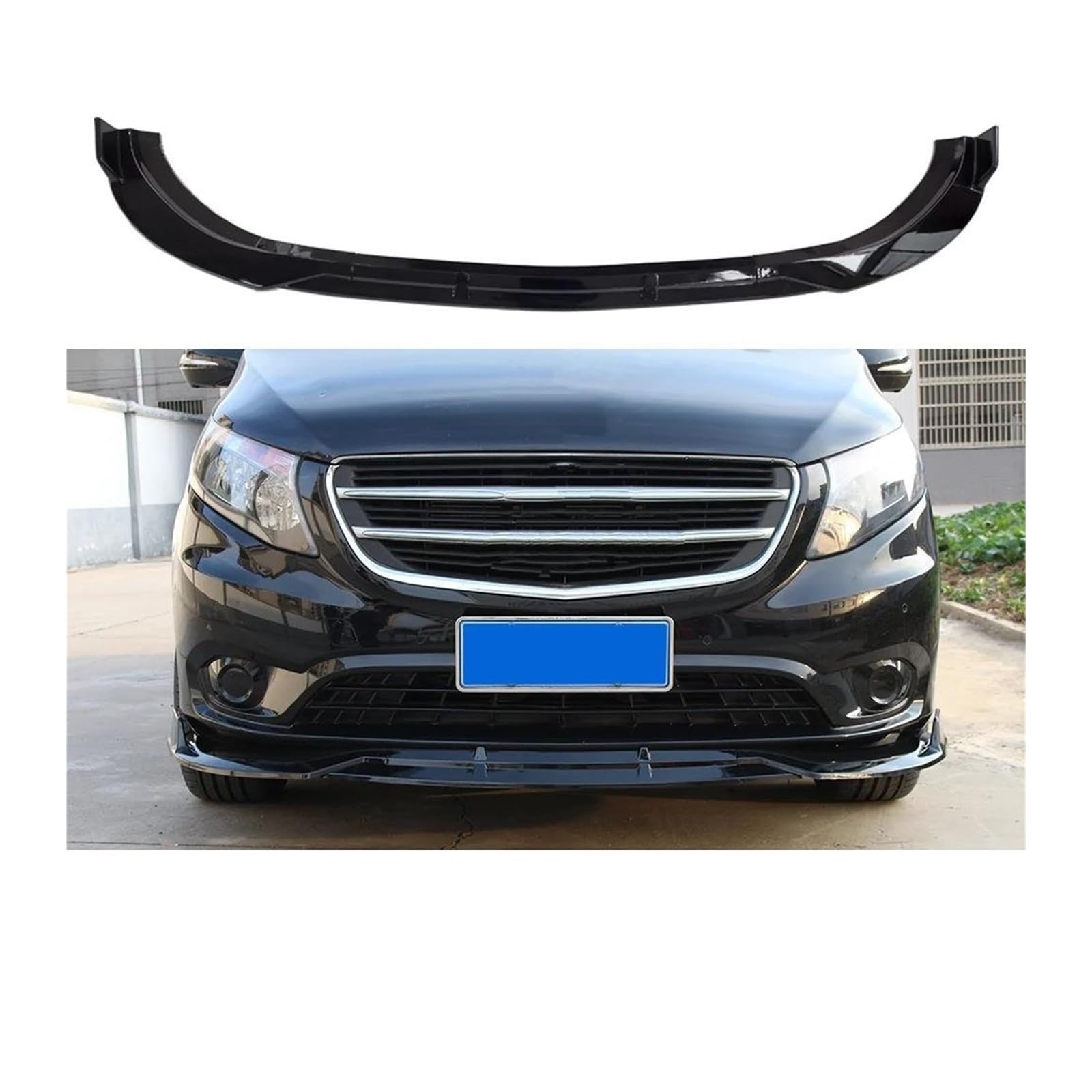 Spoiler Lèvre Pare-Chocs Avant Gloss Black Pour Mercedes Vito W447 2016-2023 – Kit Diffuseur / Séparateur Carrosserie Sport